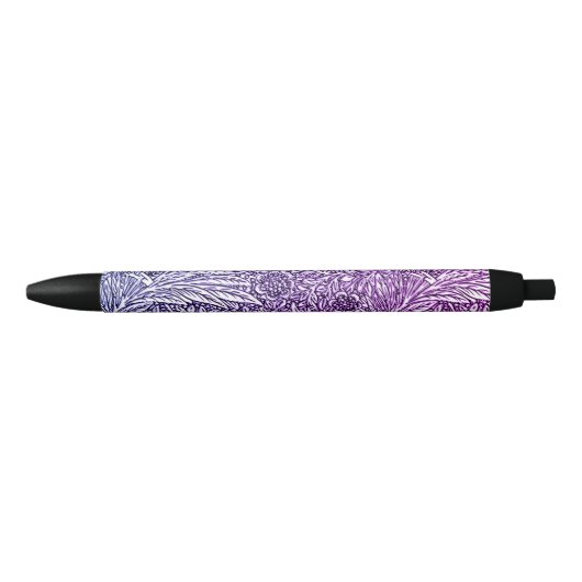 Stylo Noir Design floral complexe dans les tons violets et bl (Devant)