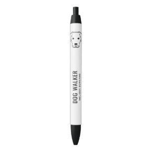 Stylo Noir Dessin au trait de tête de chien mignon noir - Ent