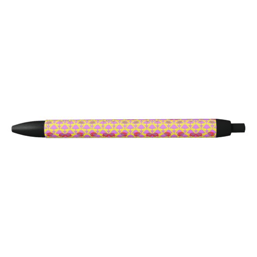 Stylo Noir Deux Fleurs Roses (Devant)