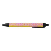 Stylo Noir Deux Fleurs Roses (Bas)