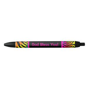 Stylo Noir Dieu bariolé de rayures vous bénissent