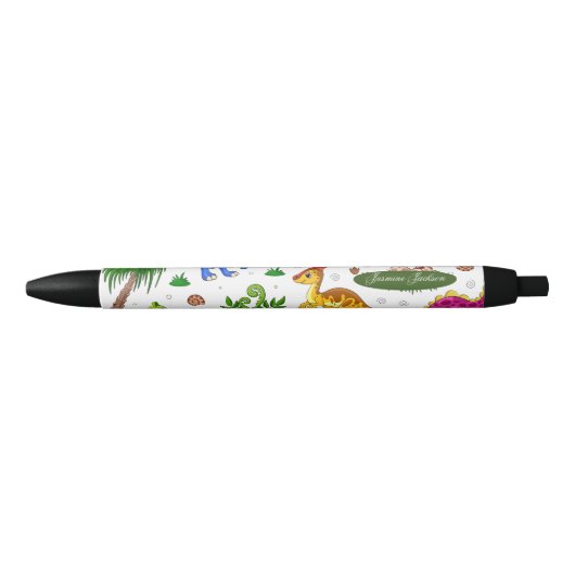 Stylo Noir Dinosaure coloré pour enfants mignons simples (Devant)