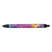 Stylo Noir Doodle coloré Rainbow Hearts Motif (Devant)
