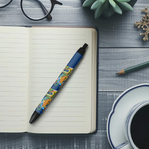 Stylo Noir Dragon chinois vert Koi