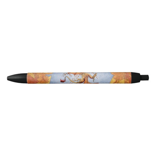 Stylo Noir Dragon d'Orange d'Art Imaginaire d'automne (Devant)