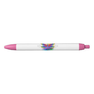 Stylo Noir Dragonfly en arc-en-ciel