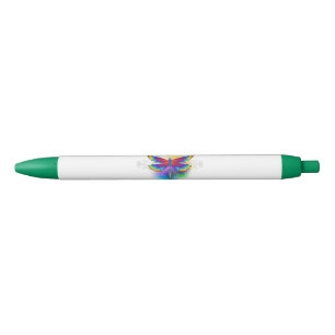 Stylo Noir Dragonfly en arc-en-ciel