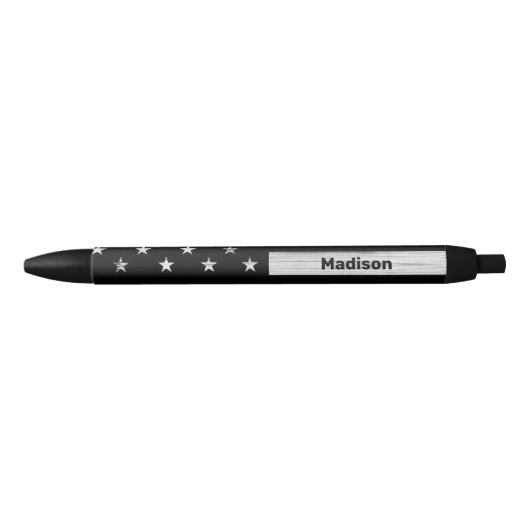 Stylo Noir Drapeau américain Bois rustique Noir Blanc Patriot (Devant)