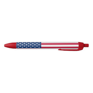Stylo Noir Drapeau américain, étoiles et rayures