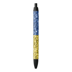 Stylo Noir Drapeau bleu jaune Ukraine parties scintillant fau