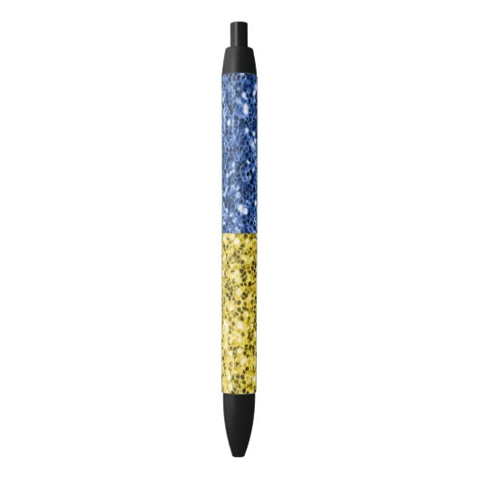 Stylo Noir Drapeau bleu jaune Ukraine parties scintillant fau (devant Vertical)