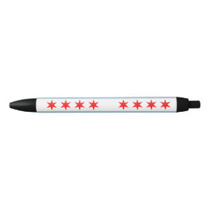 Stylo Noir Drapeau de Chicago, Illinois Black Ink Pen