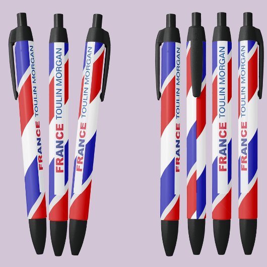 Stylo Noir Drapeau de France personnalisé
