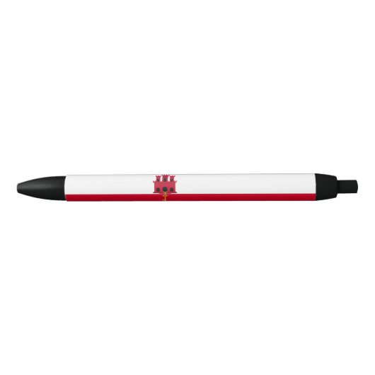Stylo Noir Drapeau de Gibraltar (Devant)