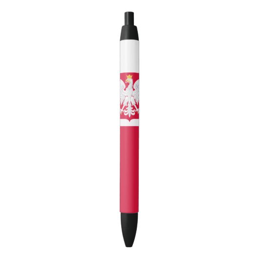 Stylo Noir Drapeau de la Pologne (devant Vertical)