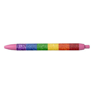 Stylo Noir Drapeau de la Rainbow Pride de la Parties scintill