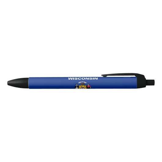Stylo Noir Drapeau de l'État du Wisconsin (Haut)
