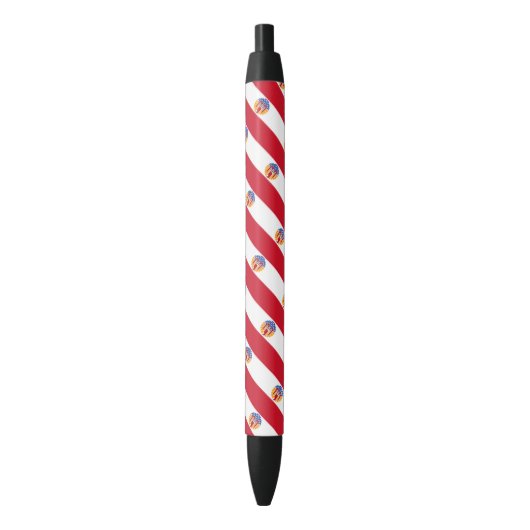 Stylo Noir Drapeau de Polynésie Française (devant Vertical)