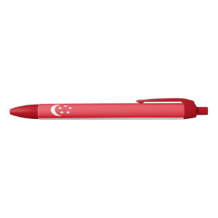 Stylo Noir Drapeau de Singapour