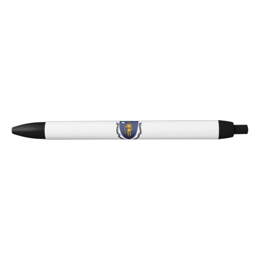 Stylo Noir Drapeau d'État du Massachusetts (Devant)