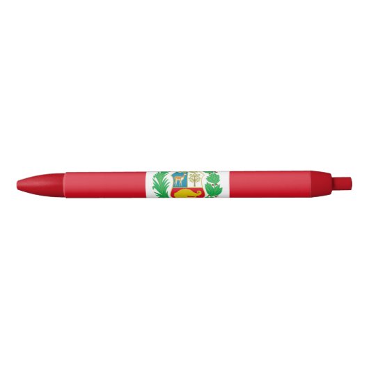 Stylo Noir Drapeau du Pérou (Devant)