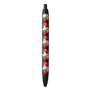 Stylo Noir Drapeau et carte du Liban sur le visage de la fill