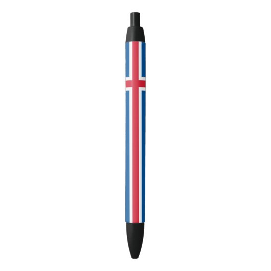 Stylo Noir Drapeau Islande (devant Vertical)