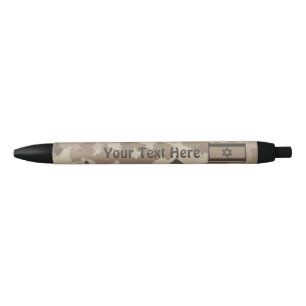Stylo Noir Drapeau Israélien Sur Camo Du Désert