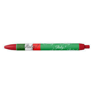 Stylo Noir Drapeau italien avec drapeau couleurs et blanc Elé