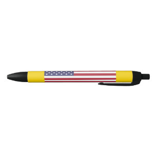 Stylo Noir Drapeau Patriotique Rouge Blanc Bleu Étoiles Et Fr