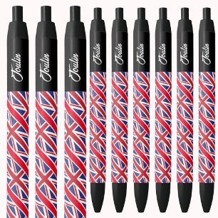 Stylo Noir Drapeau personnalisé du Royaume-Uni