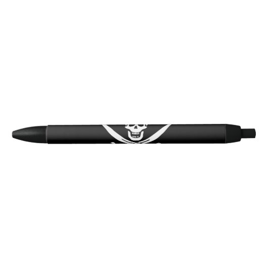 Stylo Noir Drapeau pirate crâne épées croisées (Devant)