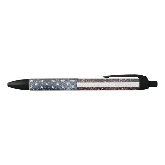 Stylo Noir Drapeau rustique USA rouge blanc bleu scintillant (Haut)