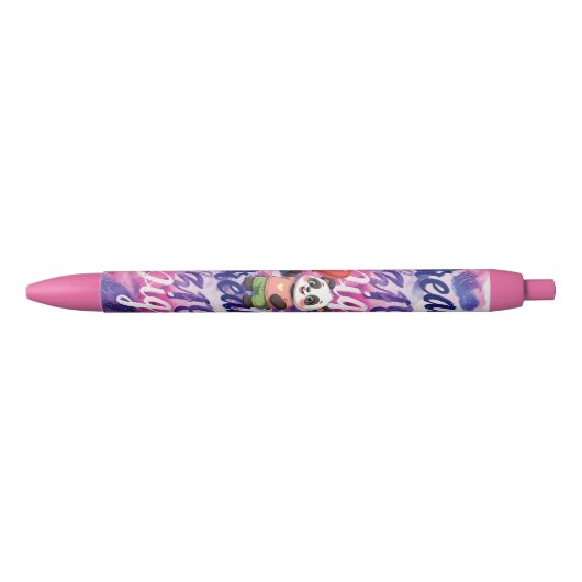 Stylo Noir "DREAM BIG" Cute Panda Inspirational Pen (Devant)
