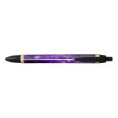 Stylo Noir Dream Big Purple Galaxy Glam Gold Monogramme Nom (Dos)