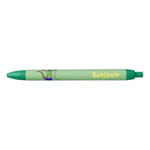 Stylo Noir Drôle lézard chantant avec bande dessinée de micro