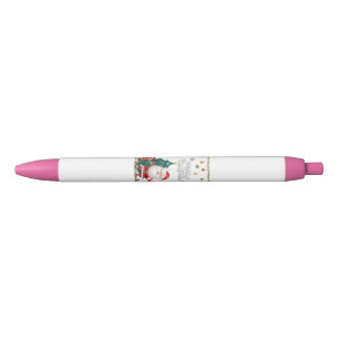 Stylo Noir Drôle Père Noël, Snowman, Reindeer Joyeux Noël