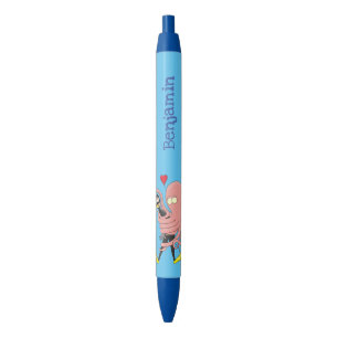 Stylo Noir Drôle pieuvre embrasse plongeur dessin animé humou