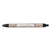 Stylo Noir Dusty Rose Boho Floral Aquarelle Basic Custom (Devant)
