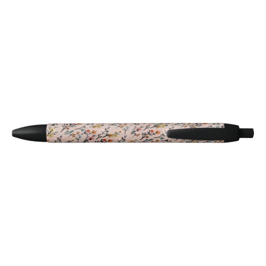Stylo Noir Dusty Rose Boho Floral Aquarelle Basic Custom (Dos)