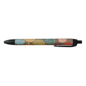 Stylo Noir Earthy Floral Mosaic Pattern Pen (Bas)