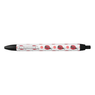 Stylo Noir Eau monogramme personnalisée Ladybugs