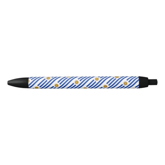 Stylo Noir Écran à bille du drapeau de l'Uruguay (Devant)