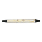 Stylo Noir Écriture de monogramme moderne élégant paillettes  (Devant)