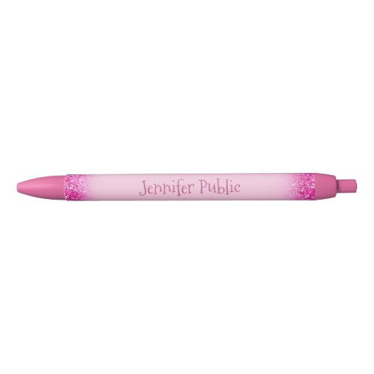 Stylo Noir Écriture manuscrite Nom de script Girly Pink Parti (Devant)