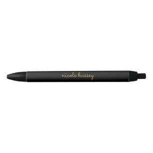 Stylo Noir Écriture noire et or Monogramme moderne élégant