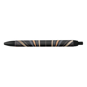 Stylo Noir Élégance Géométrique Métallique Art Déco