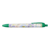 Stylo Noir Élégant Aquarelle Peony Flowers Monogramme (Haut)