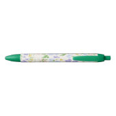 Stylo Noir Élégant Aquarelle Peony Flowers Monogramme (Dos)