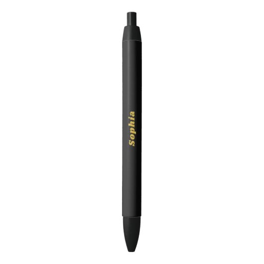 Stylo noir élégant avec nom personnalisé (devant Vertical)